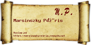 Marsinszky Páris névjegykártya
